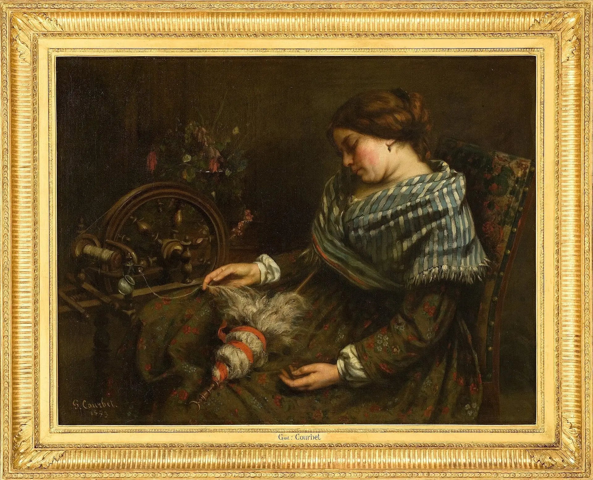 La fileuse endormie - Gustave Courbet image 2 copie de tableau peinte à la main