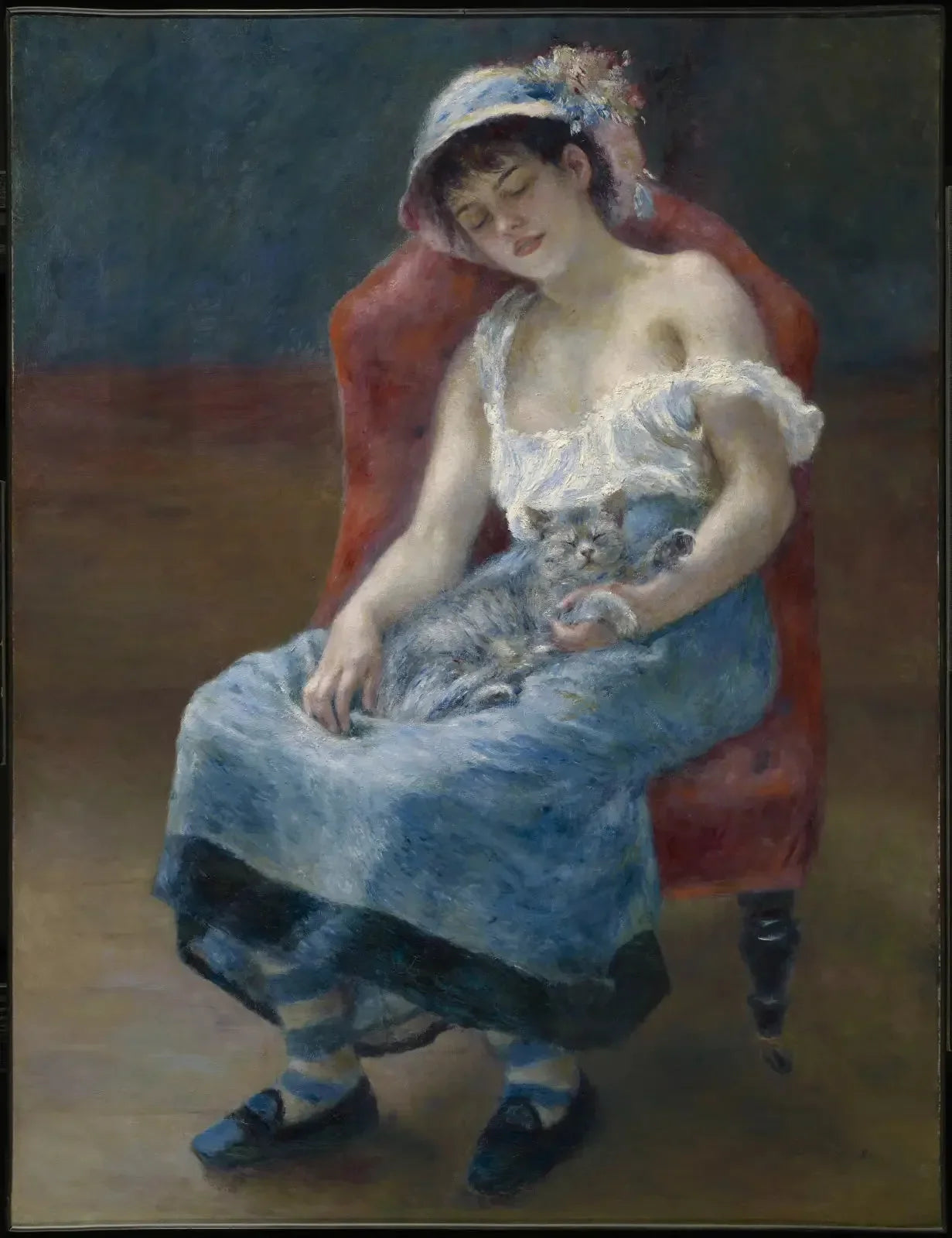 La Fille au chat - Pierre-Auguste Renoir image 1 copie de tableau peinte à la main