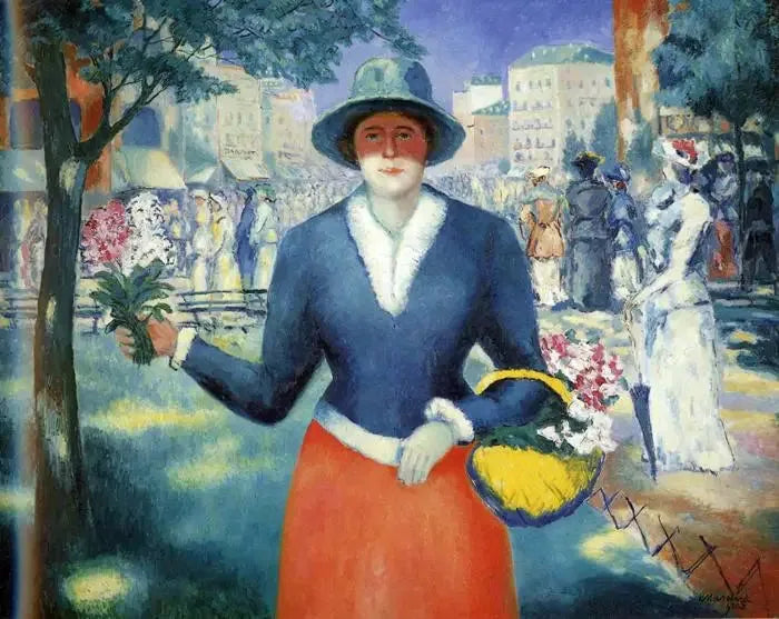 La Fille aux Fleurs III - Kazimir Malevich image 1 copie peinte à la main à l’huile