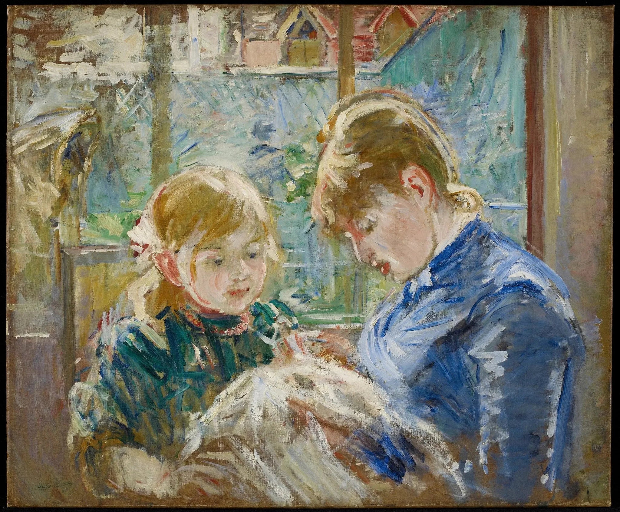 La fille de l'artiste, Julie, avec sa nounou - Berthe Morisot image 1 reproduction artisanale de tableau