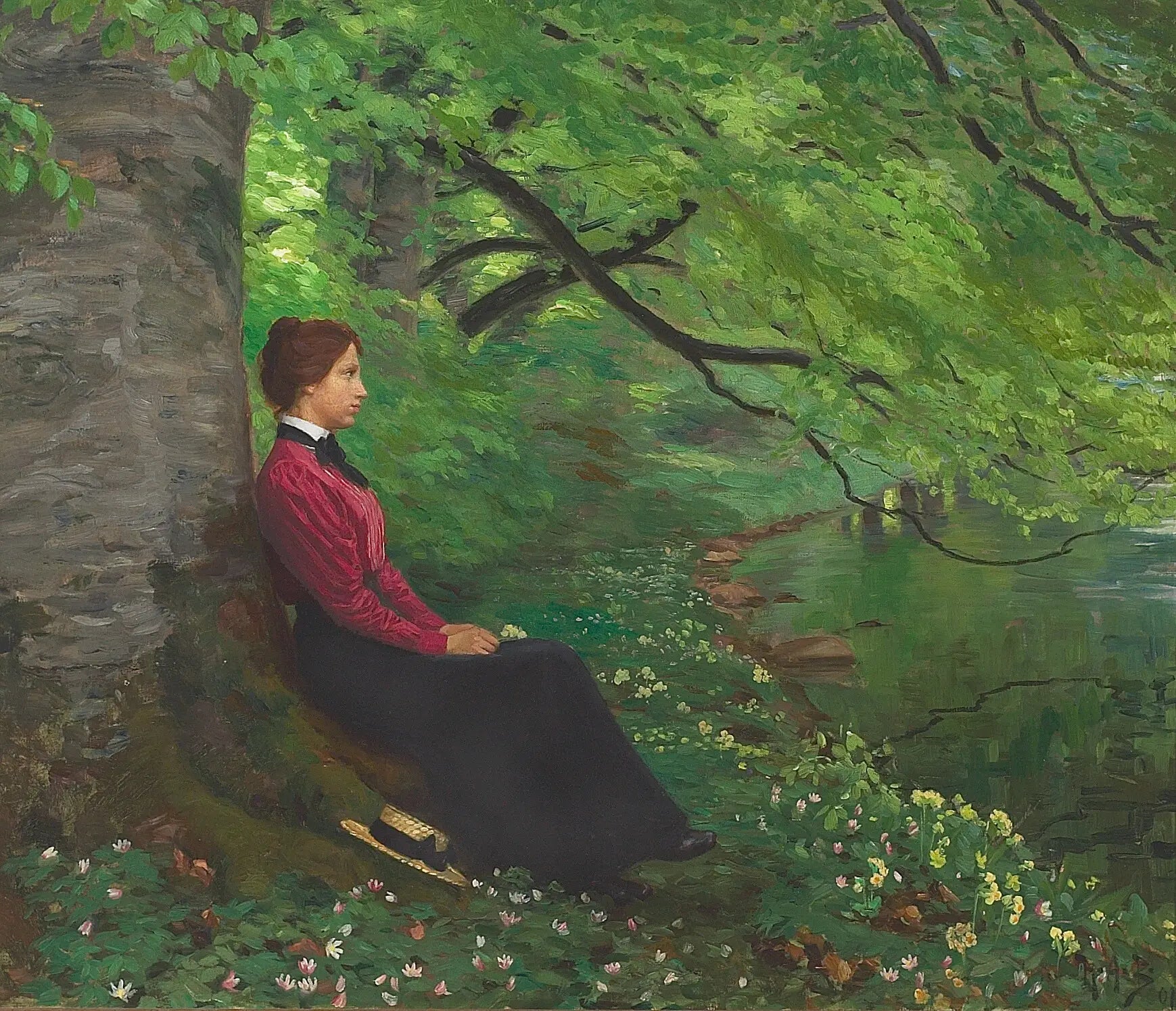 La fille de l'artiste Meta Maren. - H. A. Brendekilde image 1 copie peinte à la main à l’huile