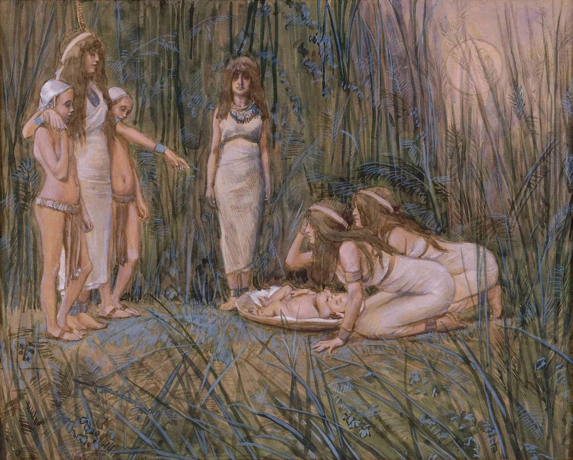 La fille du Pharaon reçoit la mère de Moïse - James Tissot image 1 copie peinte à la main à l’huile