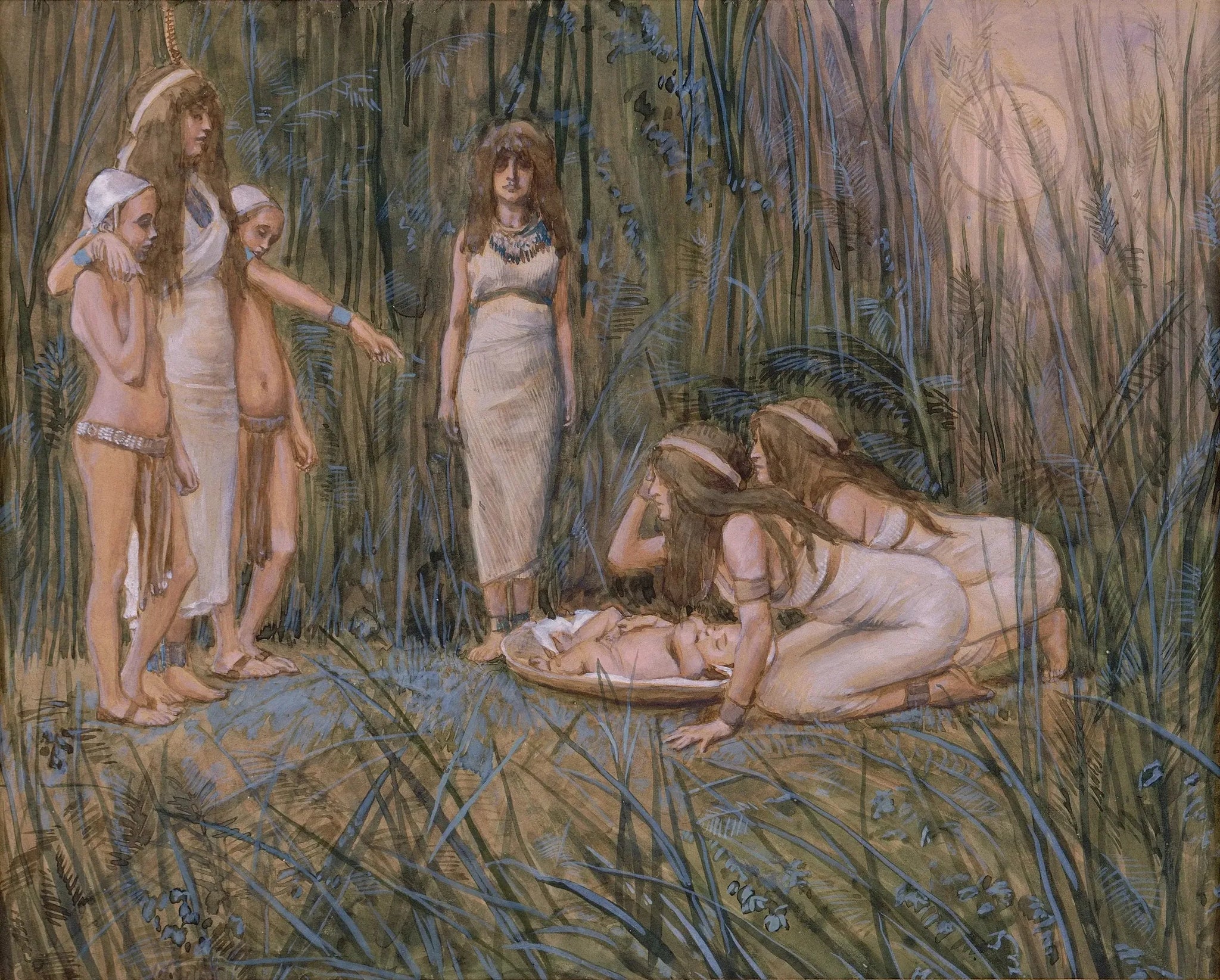La fille du Pharaon reçoit la mère de Moïse - James Tissot image 1 copie peinte à la main à l’huile