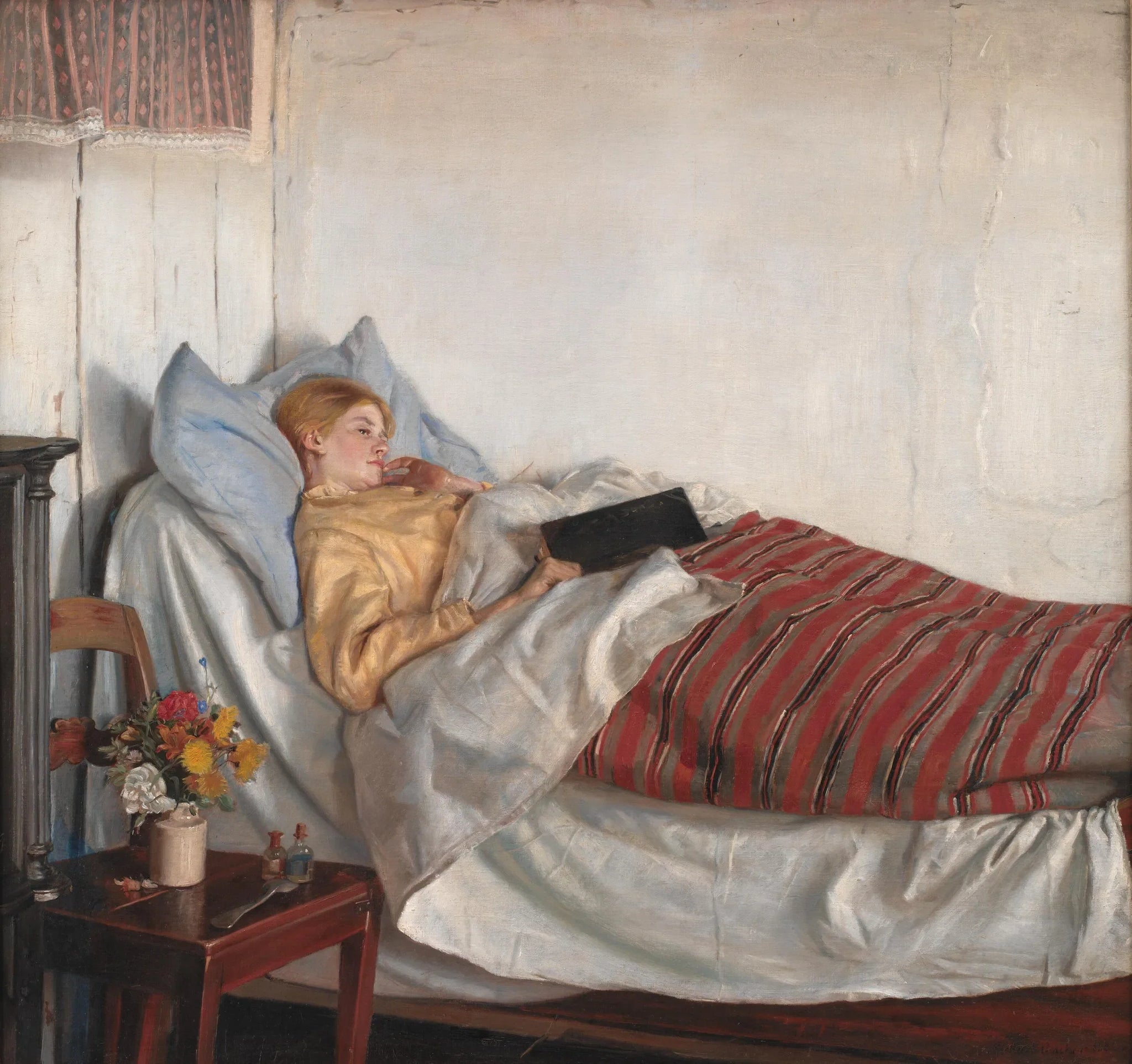 La fille malade - Michael Peter Ancher image 1 copie peinte à la main à l’huile