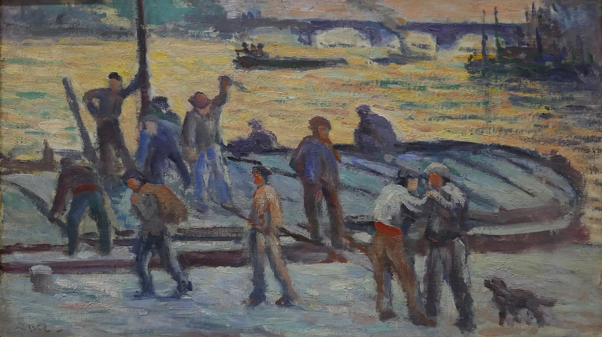 La fin de la journée. Débardeurs de ciment - Maximilien Luce image 1 reproduction réalisée par Alpha Reproduction