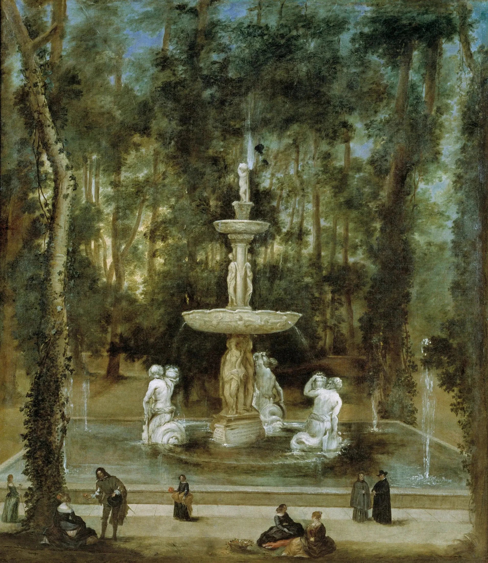 La fontaine des Tritons dans le jardin de l'île, Aranjuez - Diego Velázquez image 1 copie de tableau peinte à la main
