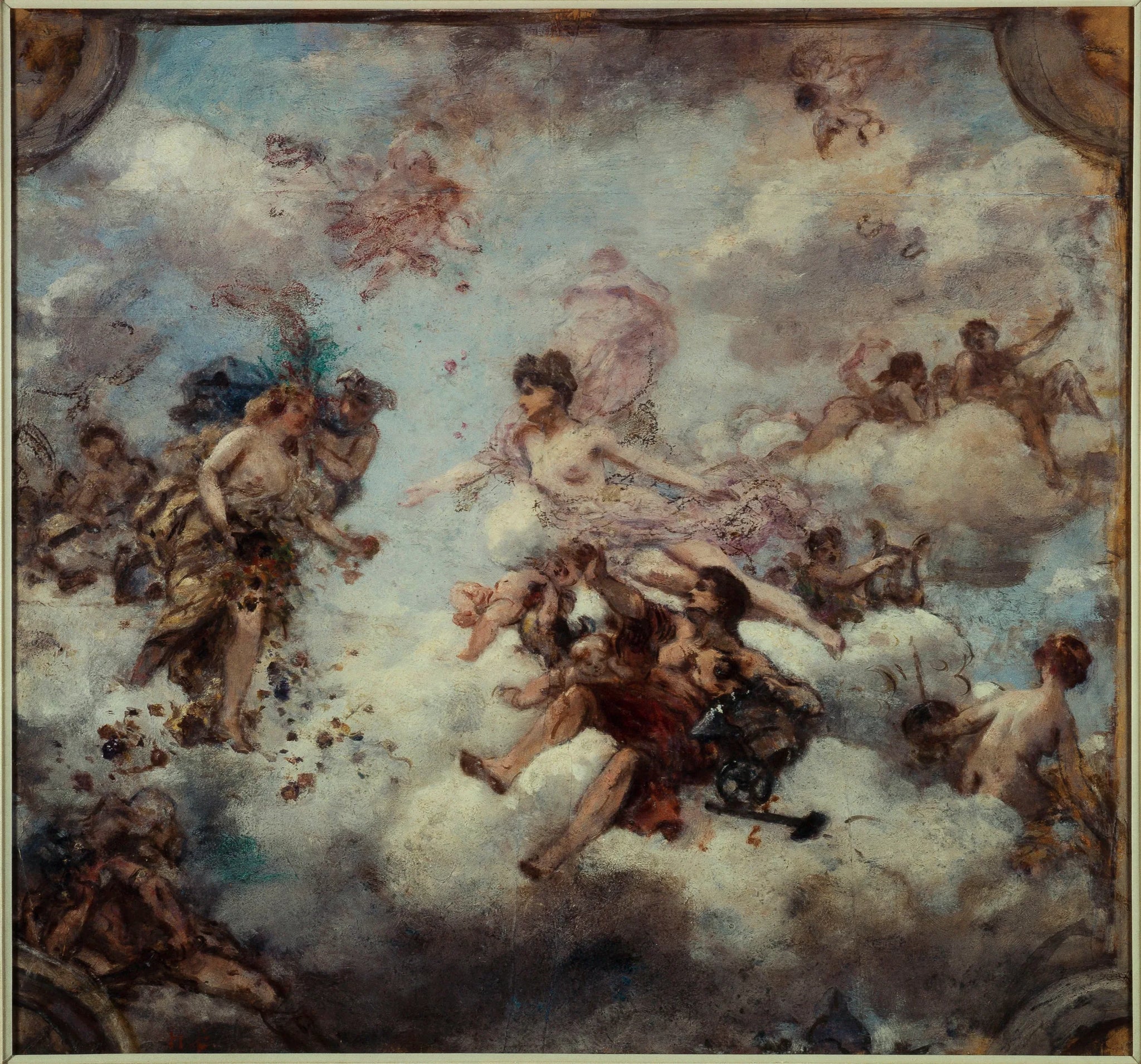 La France accueillant l'Abondance, projet de plafond pour le palais de l'Élysée - Henri Gervex image 1 reproduction de peinture à l’huile
