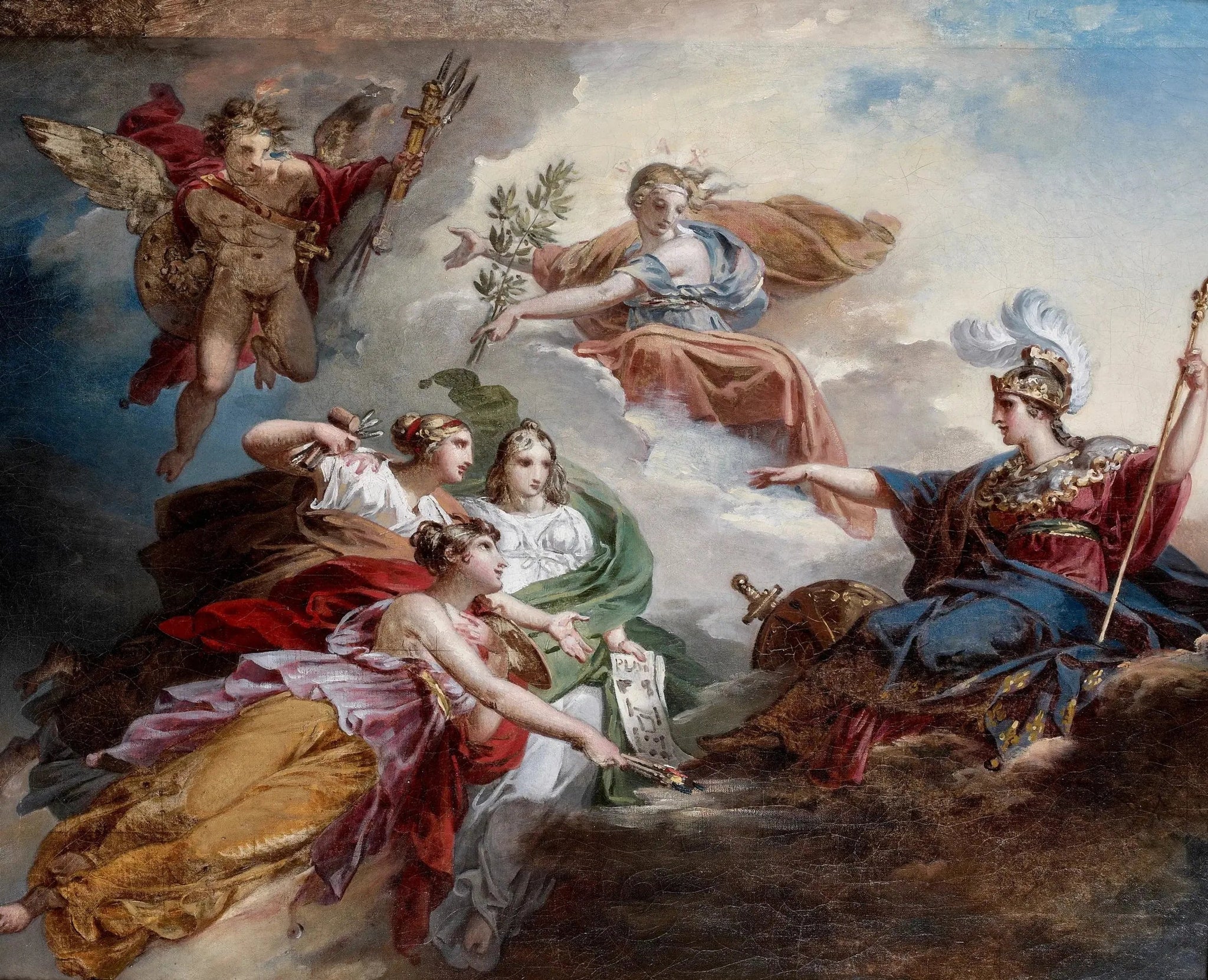 La France, sous les traits de Minerve, protégeant les Arts - Charles Meynier image 1 reproduction de peinture à l’huile