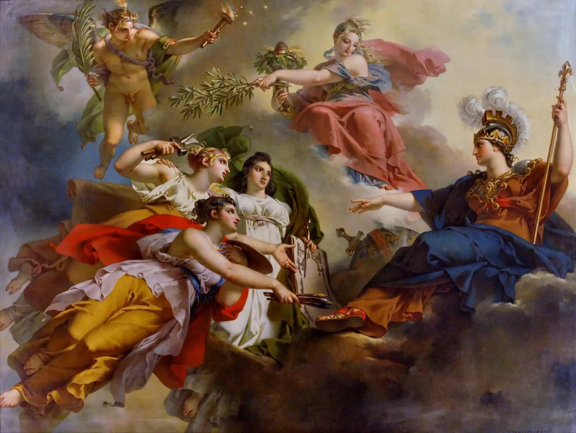 La France, sous les traits de Minerve, protégeant les Arts - Charles Meynier image 1 reproduction artisanale de tableau