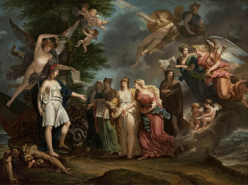 La France triomphante encourageant les Sciences et les Arts au milieu de la guerre - Charles Meynier image 1 reproduction d’œuvre d’art à l’huile