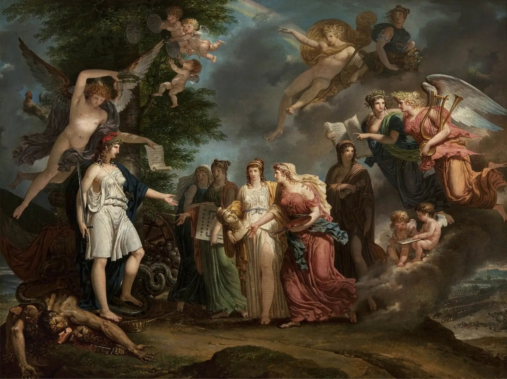 La France triomphante encourageant les Sciences et les Arts au milieu de la guerre - Charles Meynier image 1 reproduction d’œuvre d’art à l’huile