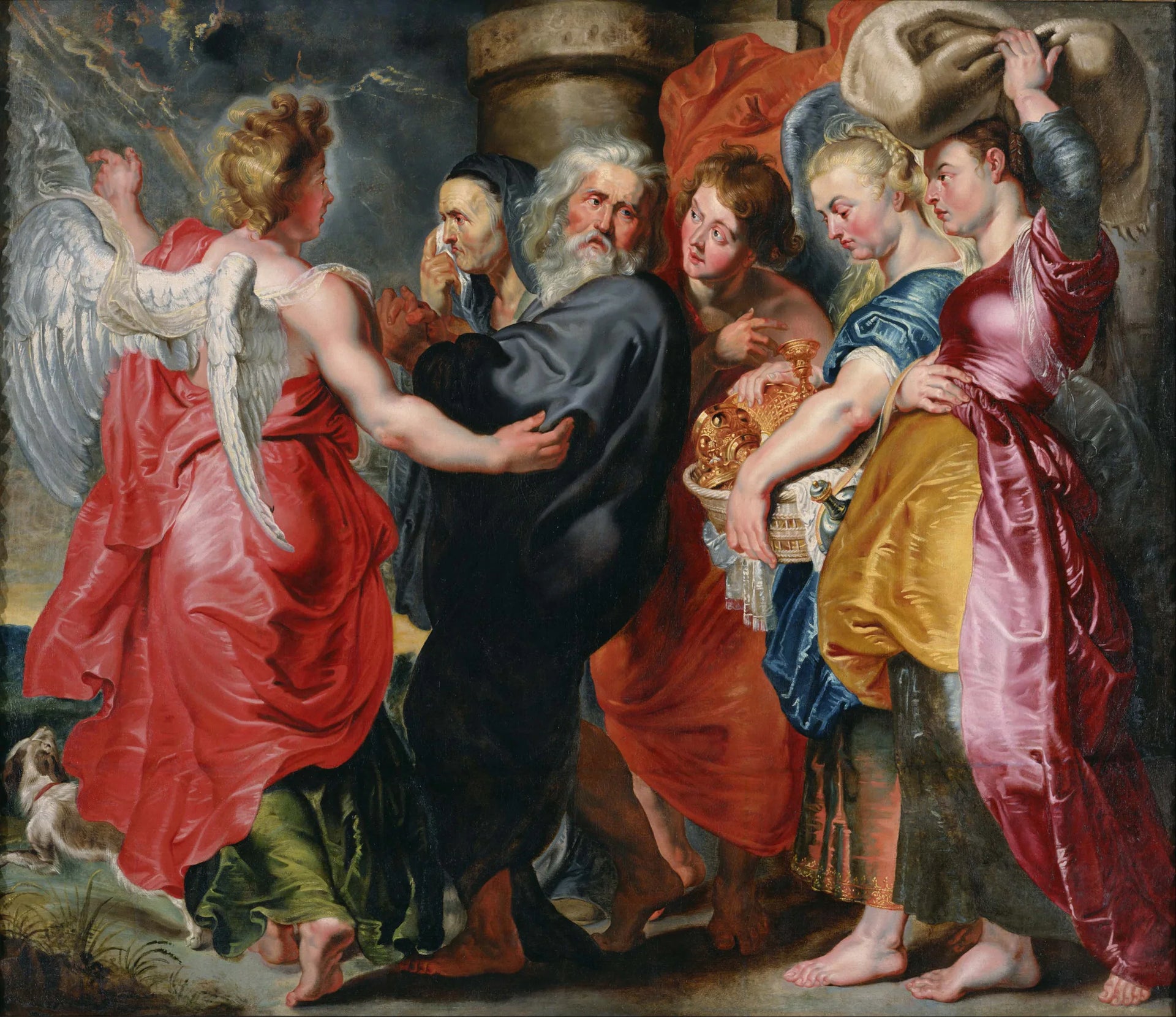 La fuite de Lot et de sa famille de Sodome (d'après Rubens) - Jacob Jordaens image 1 copie peinte à la main à l’huile