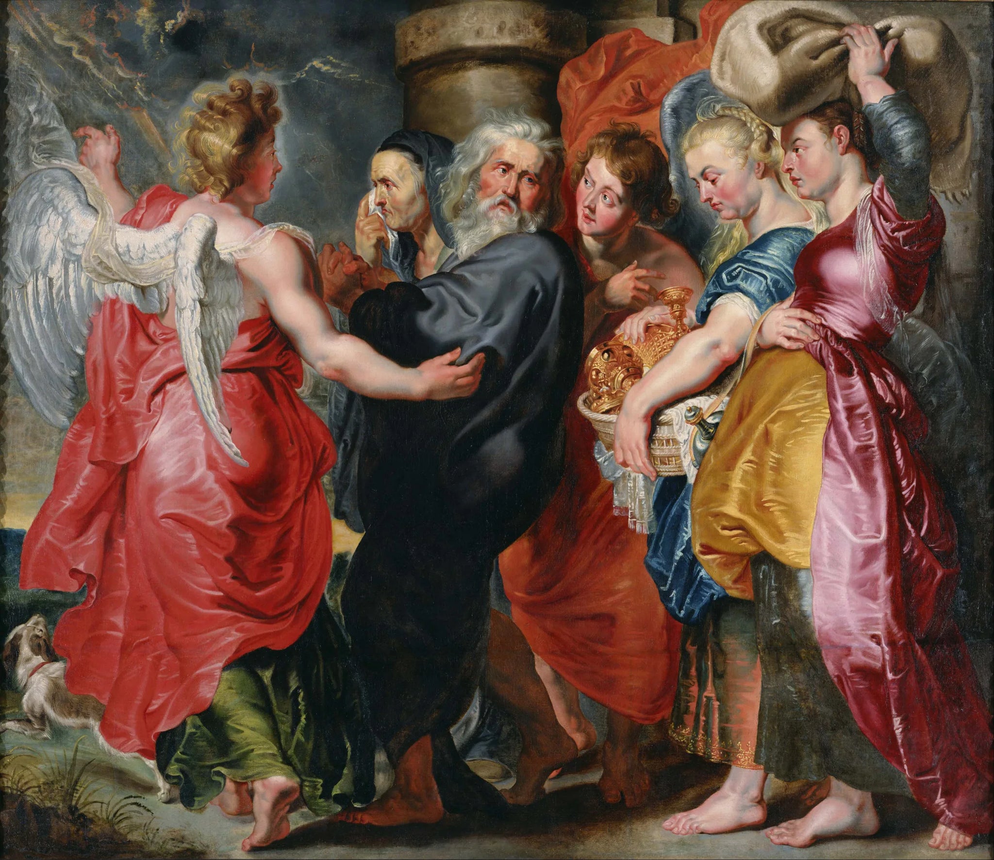 La fuite de Lot et de sa famille de Sodome (d'après Rubens) - Jacob Jordaens image 1 copie peinte à la main à l’huile