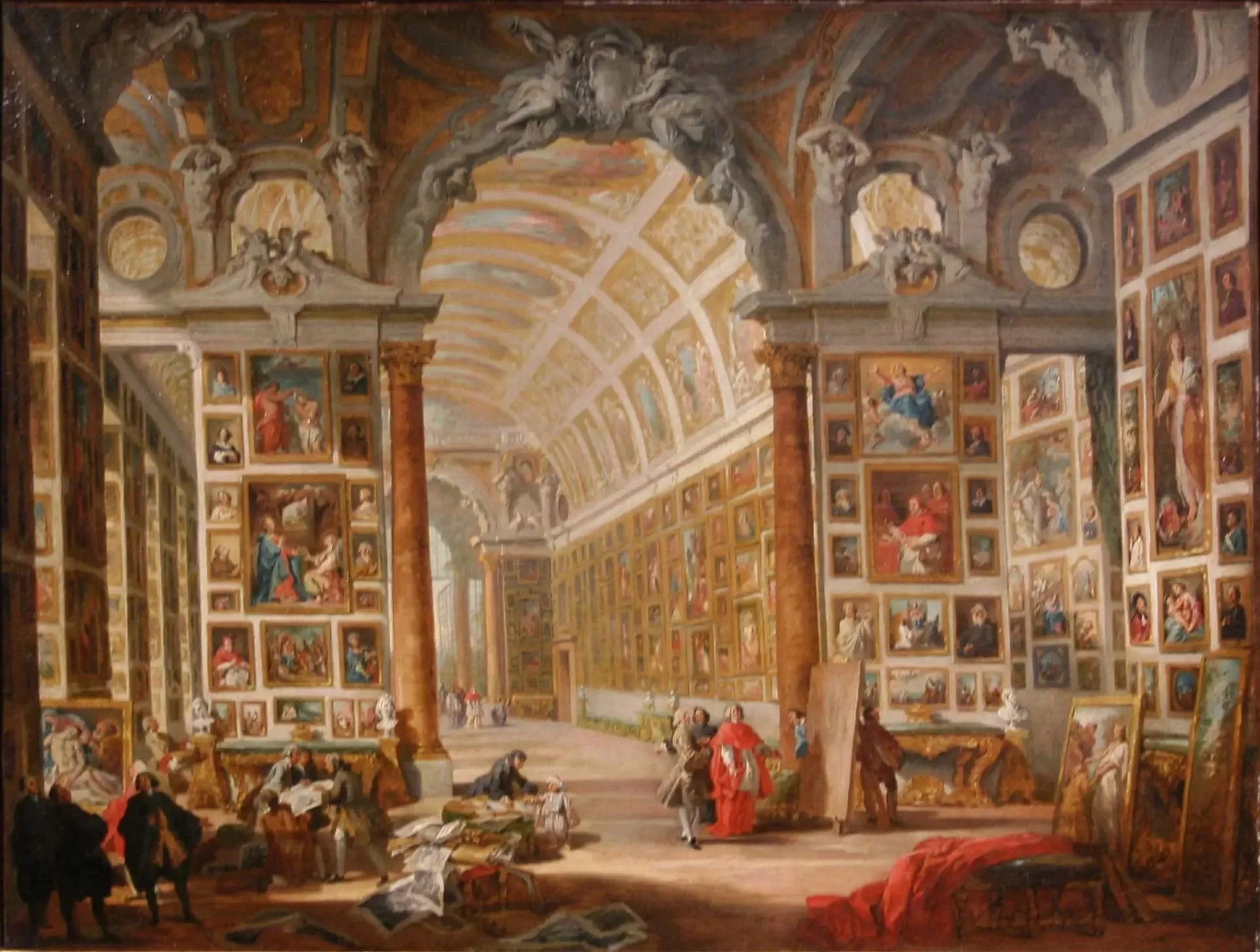 La galerie du cardinal Silvio Valenti Gonzague - Giovanni Paolo Panini image 1 tableau peint à l’huile sur toile