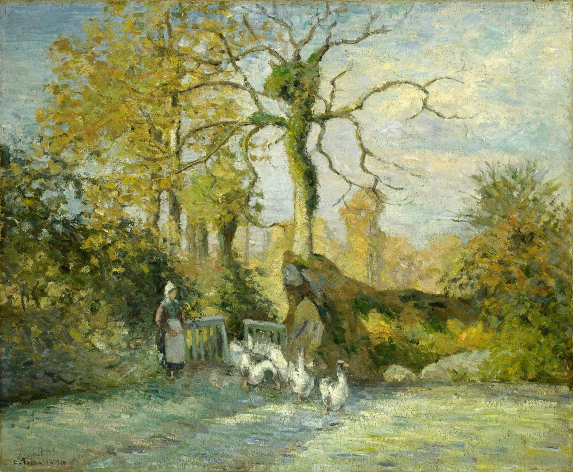 La Gardeuse d'oies à Montfoucault (Givre Blanc) - Camille Pissarro image 1 tableau peint à l’huile sur toile