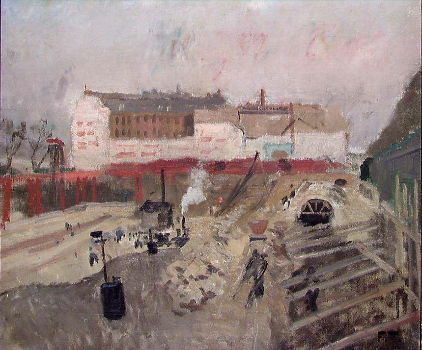 La gare d'Orléans à Paris est en construction - Frits Thaulow image 1 reproduction d’œuvre d’art à l’huile