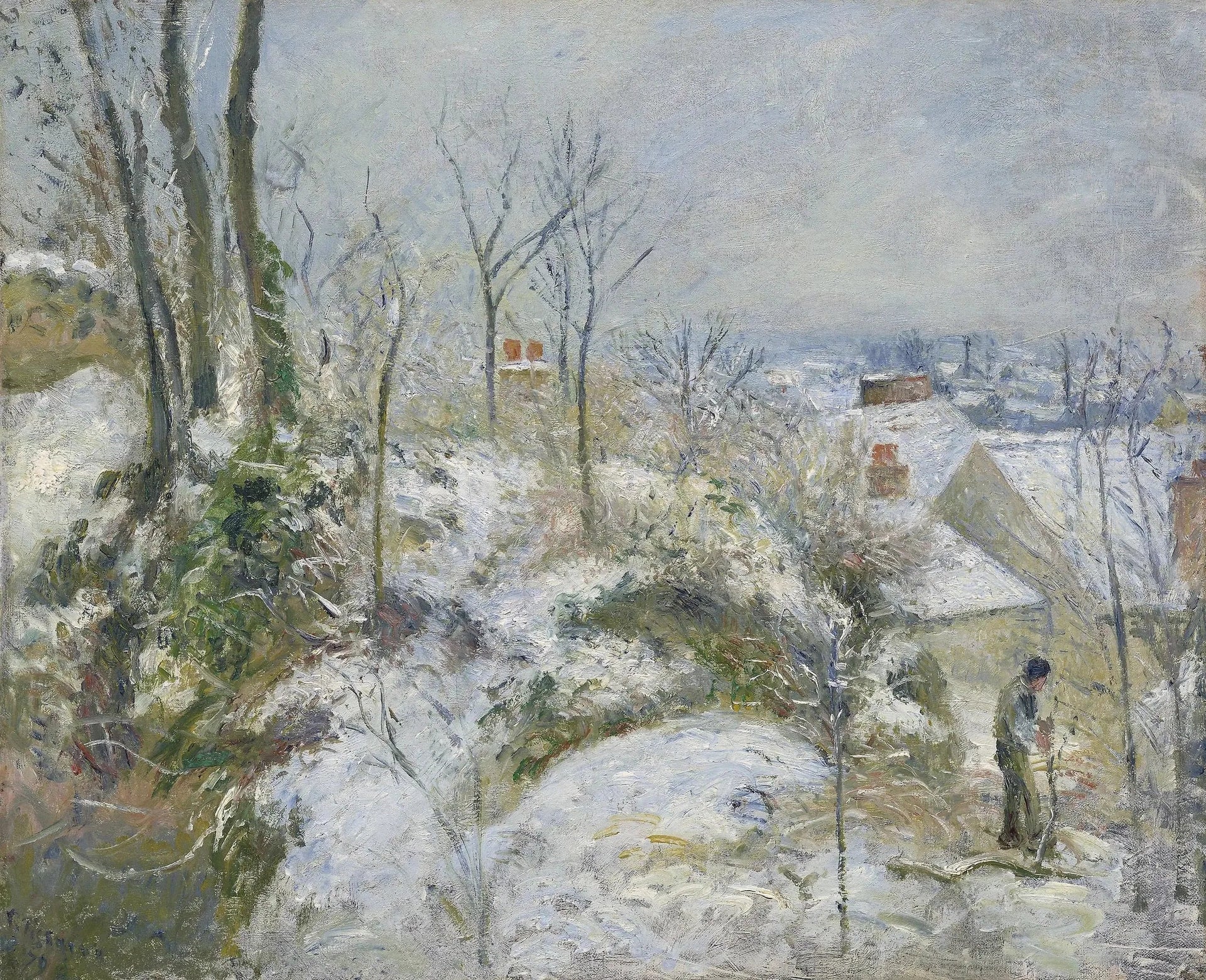 La Garenne, côte Saint-Denis à Pontoise, effet de neige - Camille Pissarro image 1 reproduction artisanale de tableau