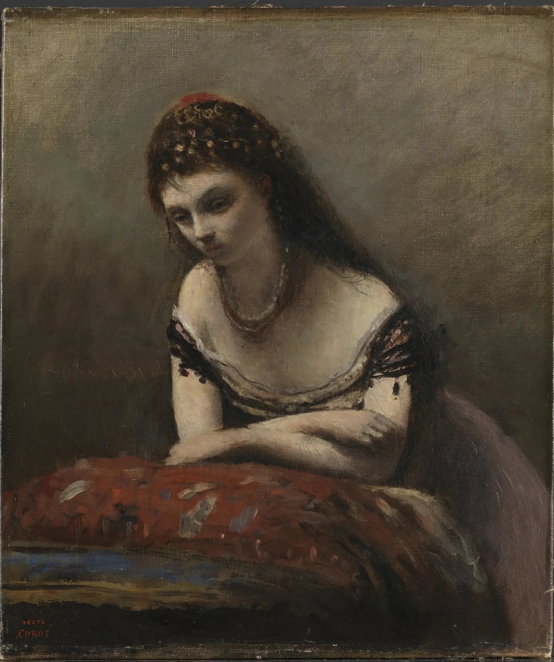 La gitane - Jean-Baptiste Camille Corot image 1 copie de tableau peinte à la main