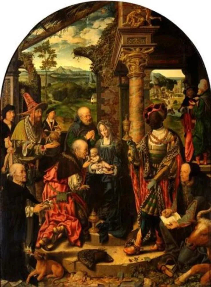 La grande Adoration des Rois - Joos van Cleve image 1 copie peinte à la main à l’huile