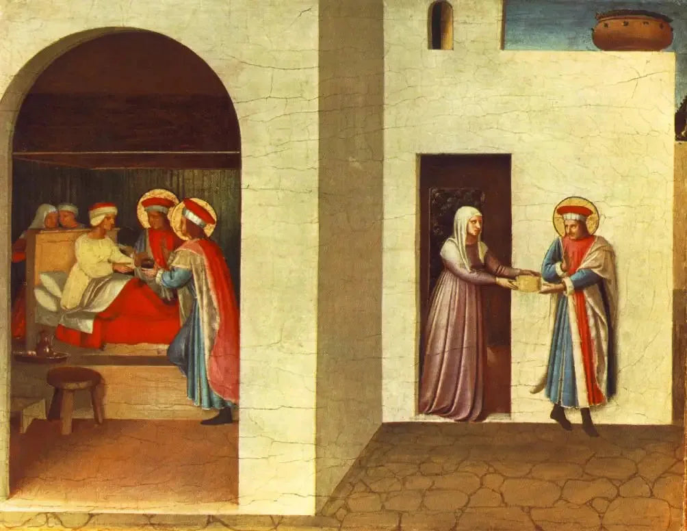 La guérison de Palladia par les saints Côme et Damien - Fra Angelico image 1 tableau peint à l’huile sur toile