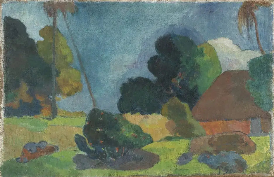 La Hutte sous les palmiers - Paul Gauguin image 1 copie de tableau peinte à la main