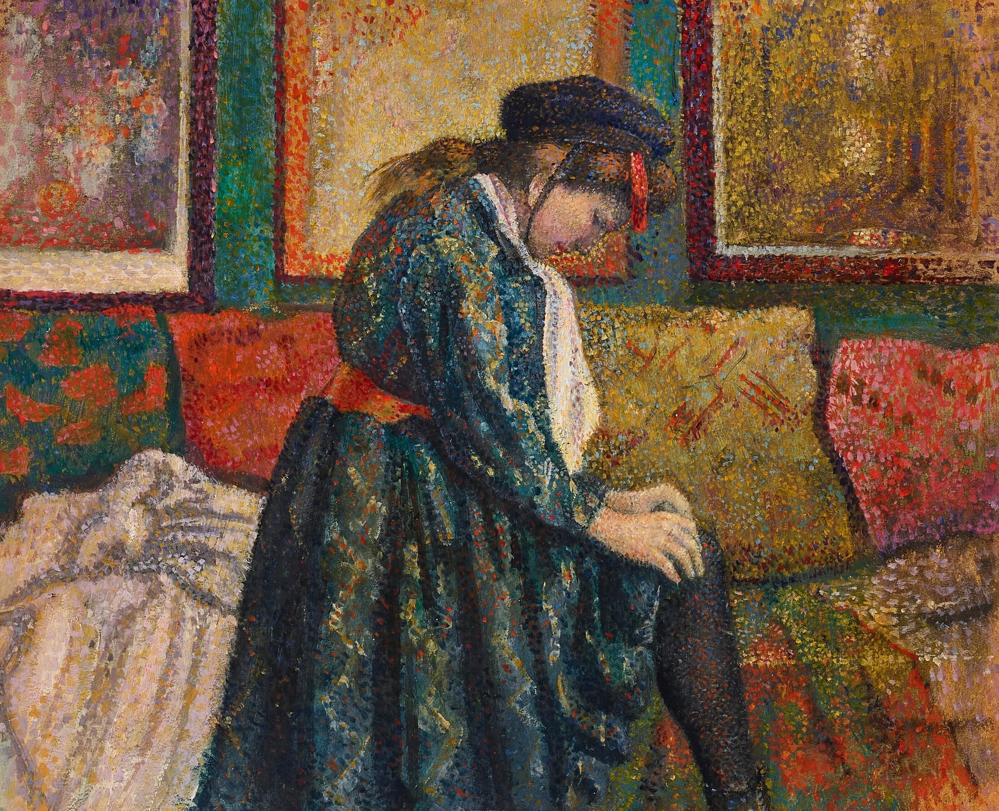 La Jarretière - Georges Lemmen image 1 copie peinte à la main à l’huile