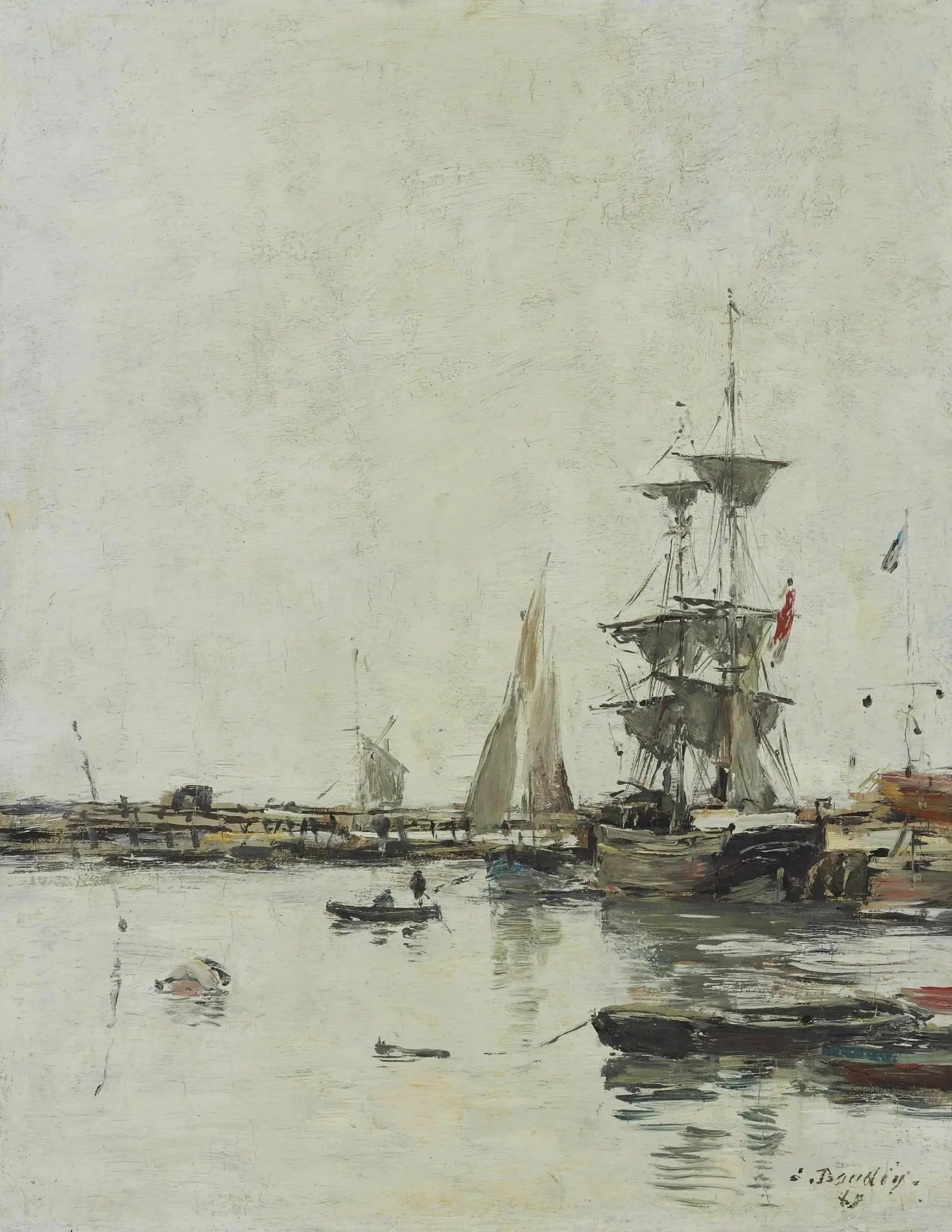 La jetée à Trouville - Eugène Boudin image 1 tableau peint à l’huile sur toile