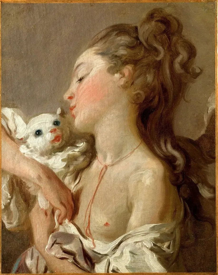 La jeune fille au chat - Jean-Honoré Fragonard image 1 copie peinte à la main à l’huile