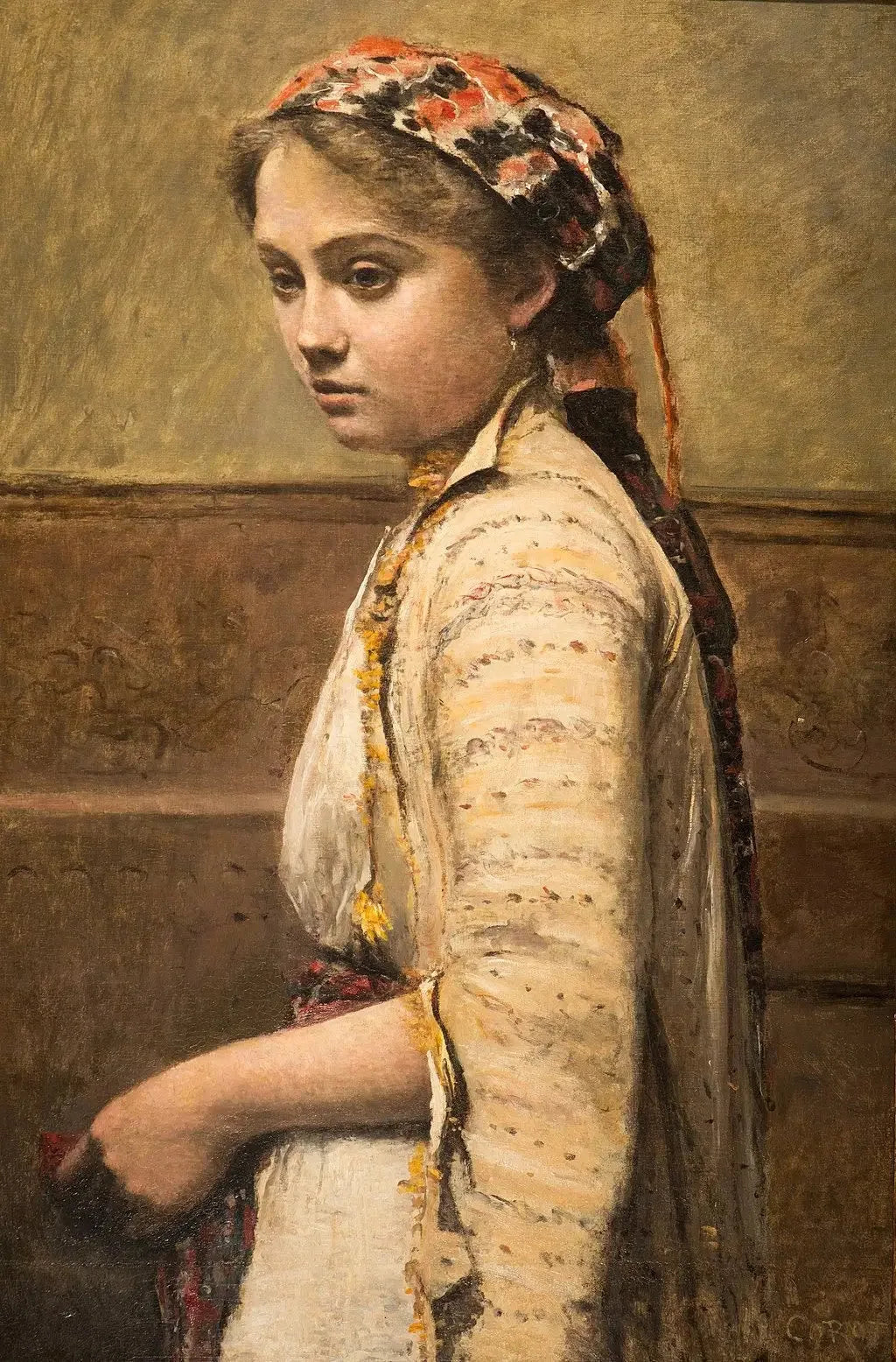 La jeune Grecque - Jean-Baptiste Camille Corot image 1 reproduction artisanale de tableau