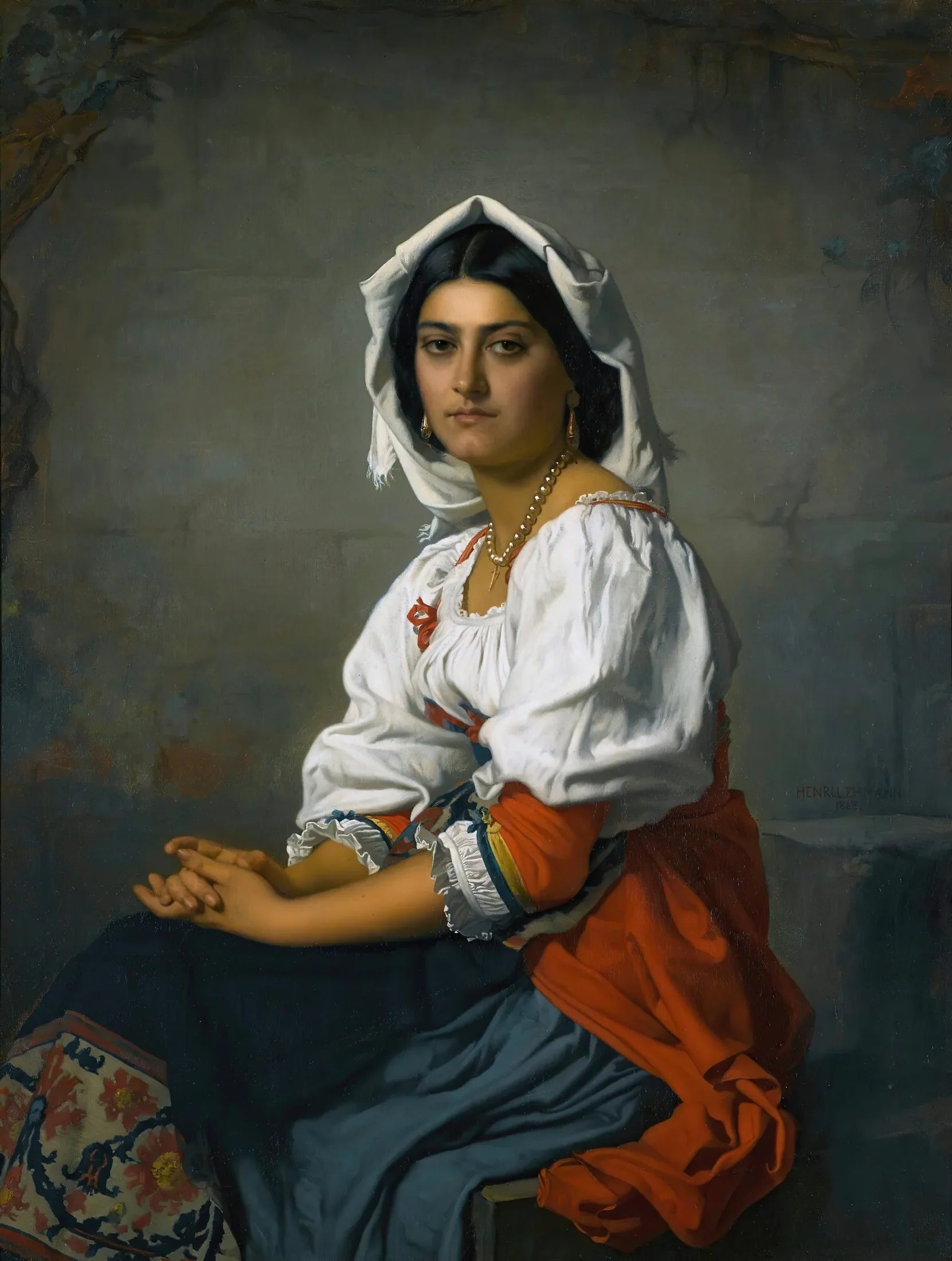 La jeune Italienne - Henri Lehmann image 1 reproduction artisanale de tableau