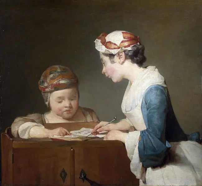 La jeune maîtresse d'école - Jean Siméon Chardin image 1 copie de tableau peinte à la main