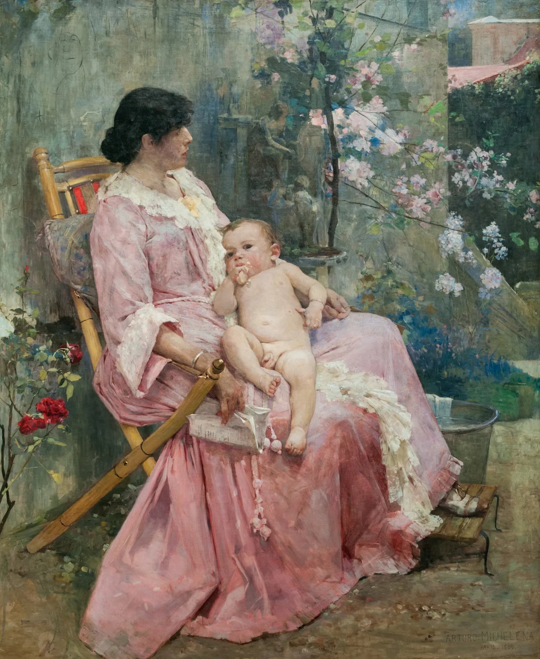 La jeune mère - Arturo Michelena image 1 copie de tableau peinte à la main