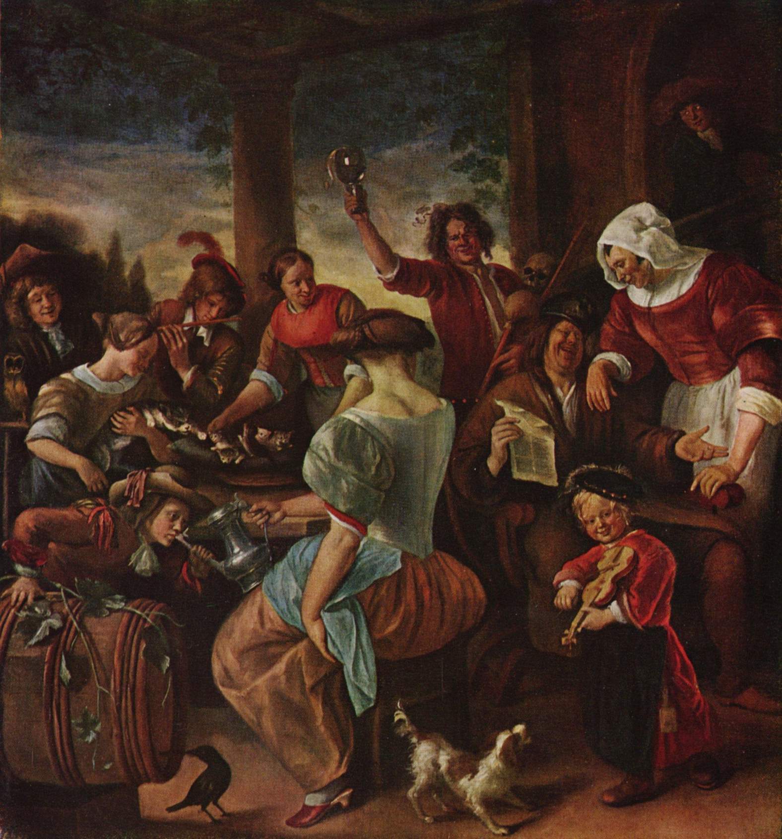 La joyeuse famille avec des chats - Jan Steen image 1 reproduction artisanale de tableau