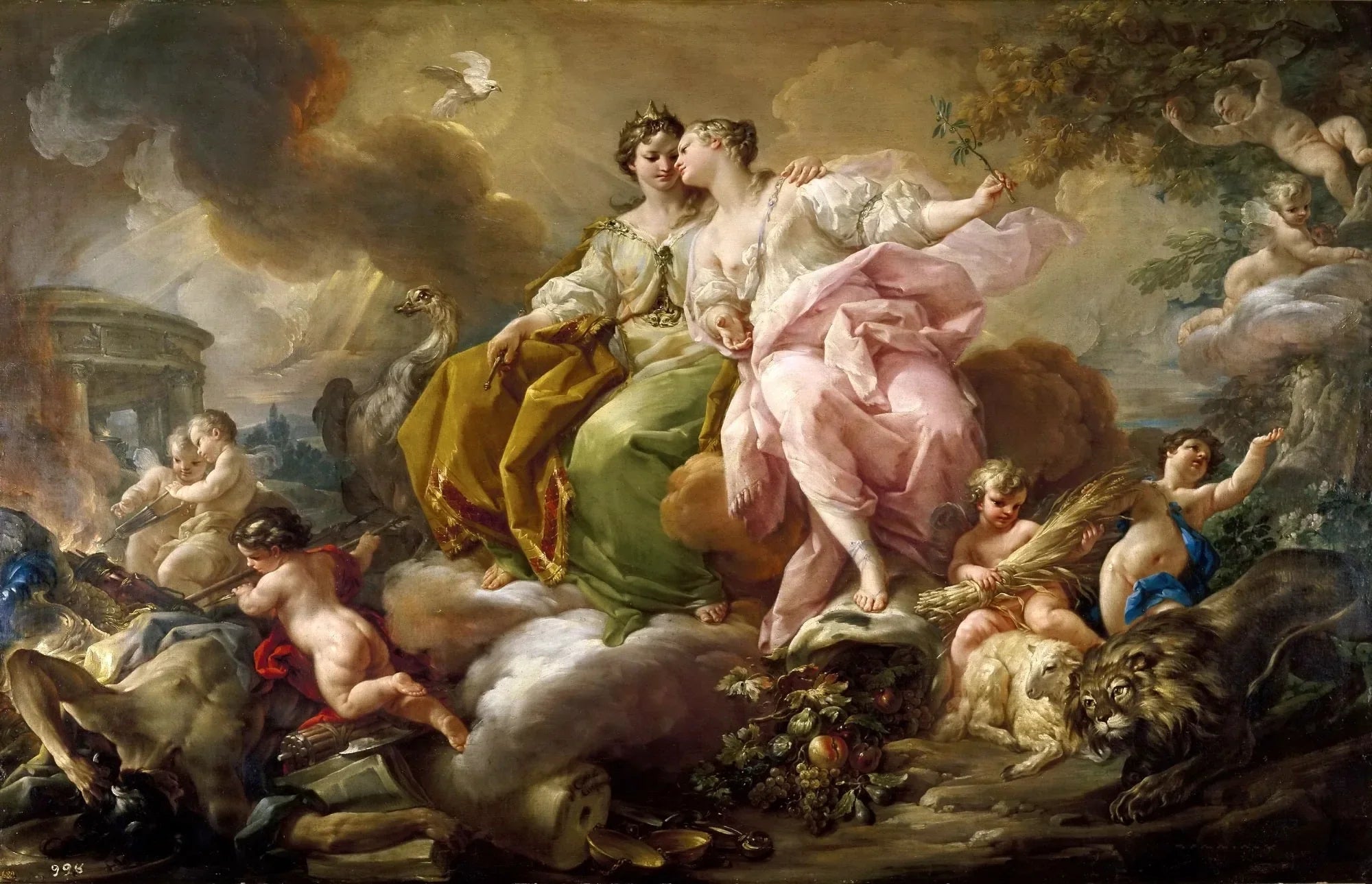 La Justice et la Paix - Corrado Giaquinto image 1 reproduction de peinture à l’huile