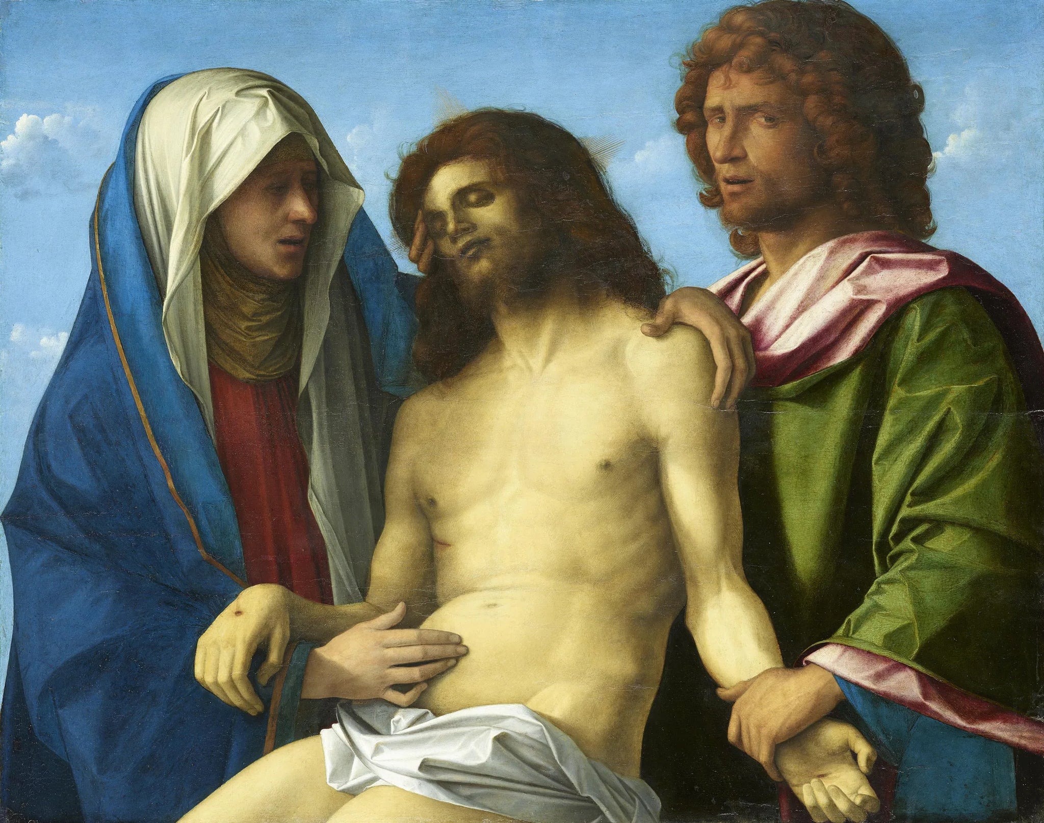 La Lamentation : Le corps du Christ tenu par Marie et saint Jean / Pietà - Giovanni Bellini image 1 copie peinte à la main à l’huile