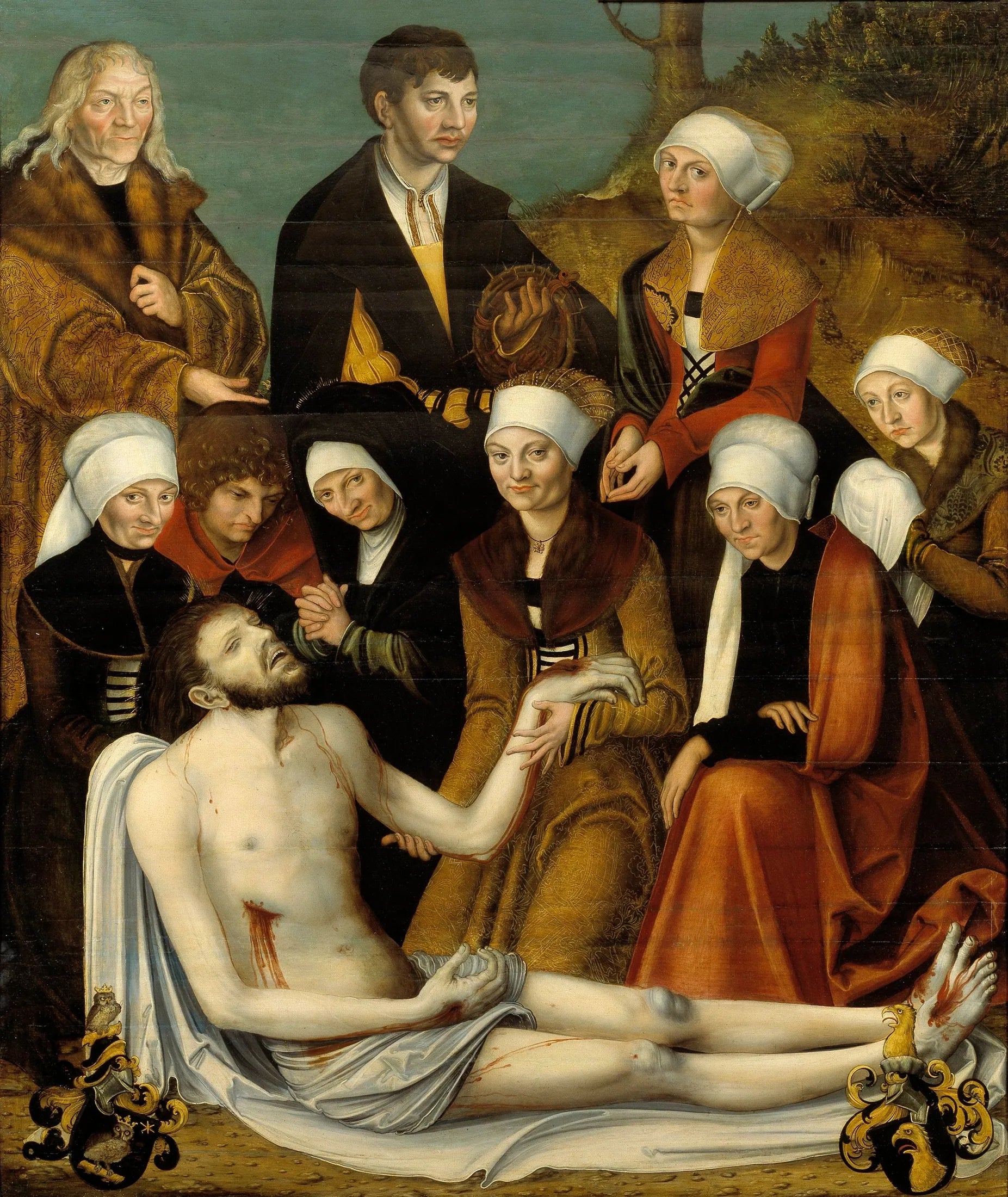 La lamentation sur le corps du Christ mort - Lucas Cranach the Elder image 1 tableau peint à l’huile sur toile