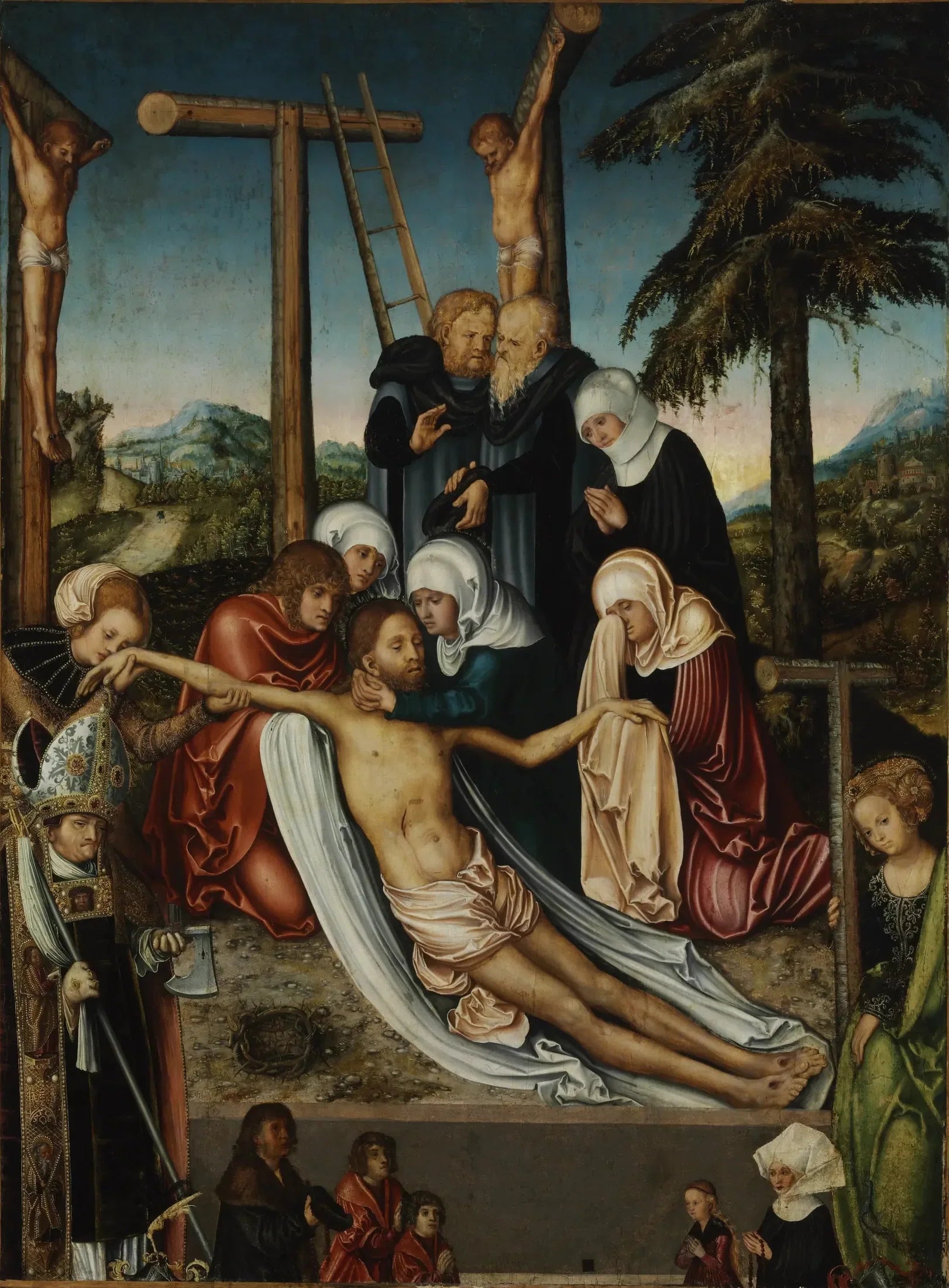 La lamentation sur le corps du Christ mort - Lucas Cranach the Elder image 1 copie de tableau peinte à la main