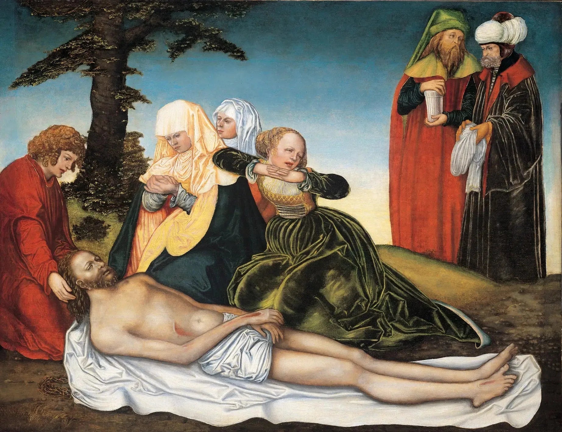 La lamentation sur le corps du Christ mort - Lucas Cranach the Elder image 1 copie peinte à la main à l’huile
