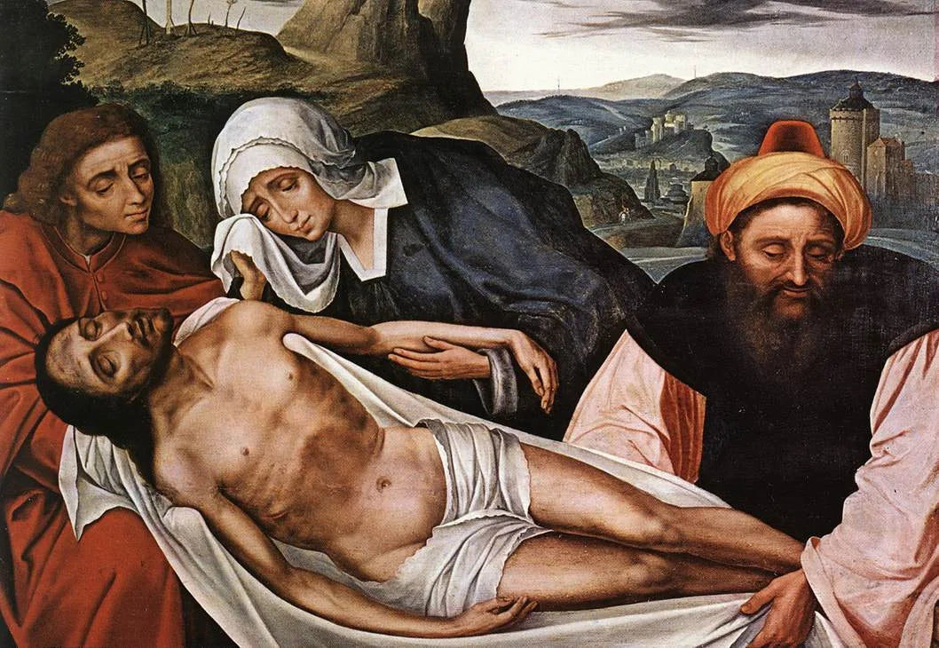 La Lamentation sur le corps du Christ mort - Quentin Metsys image 1 reproduction artisanale de tableau