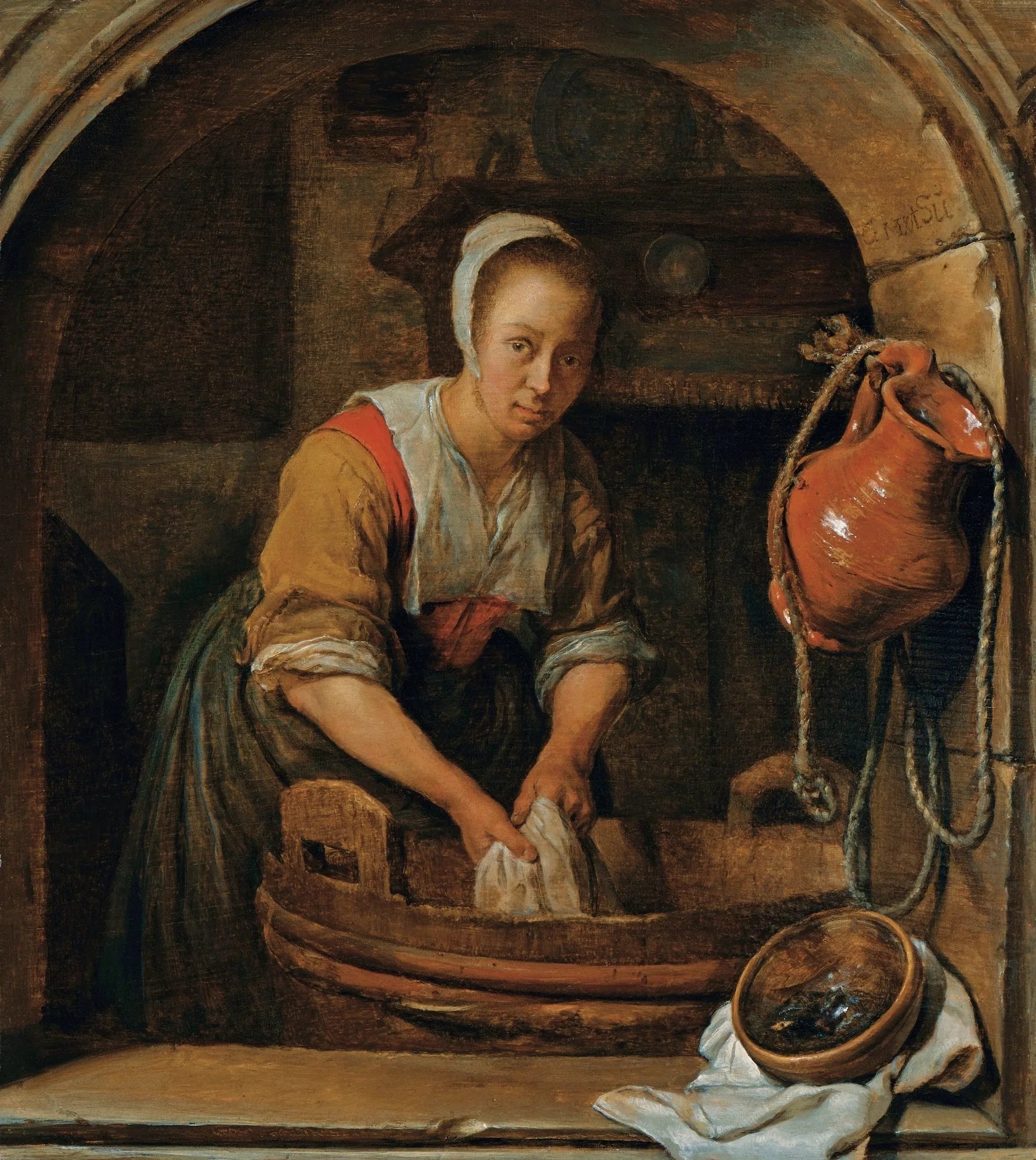 La Lavandière - Gabriel Metsu image 1 reproduction réalisée par Alpha Reproduction