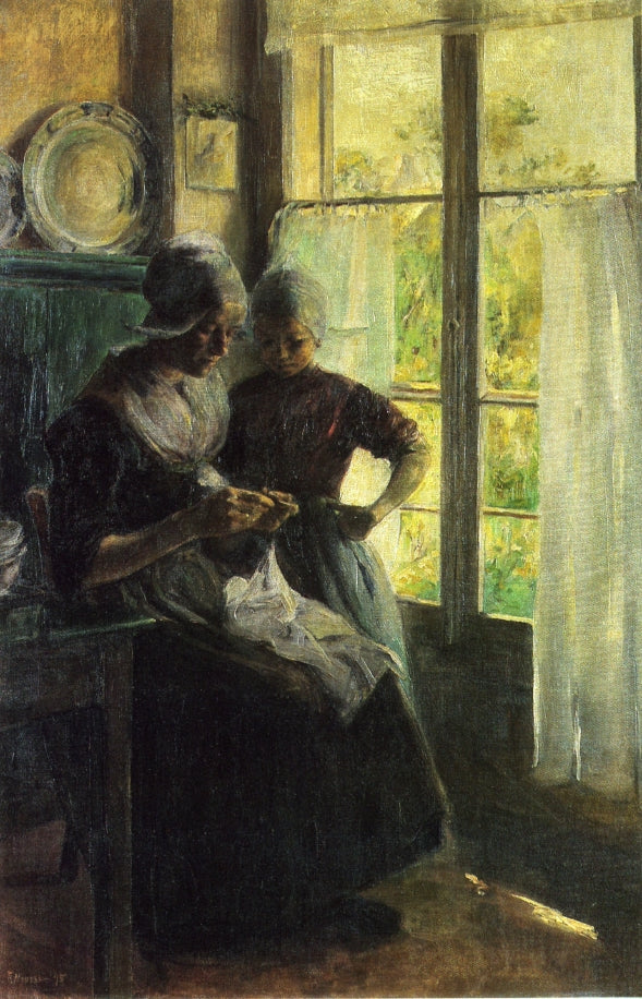 La leçon de couture - Elizabeth Nourse image 1 copie peinte à la main à l’huile