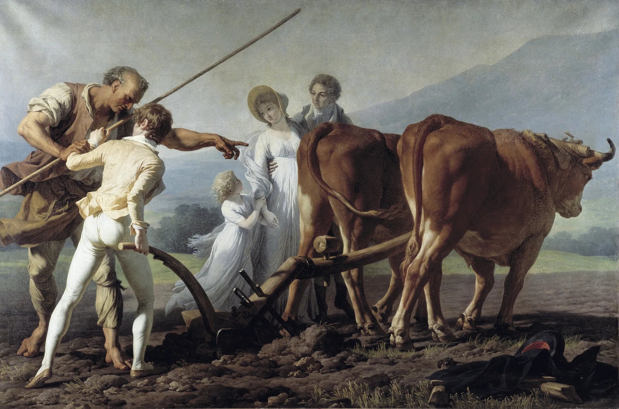 La Leçon de laborage - François-André Vincent image 1 copie de tableau peinte à la main