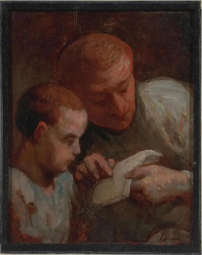 La leçon de lecture - Honoré Daumier image 1 tableau peint à l’huile sur toile