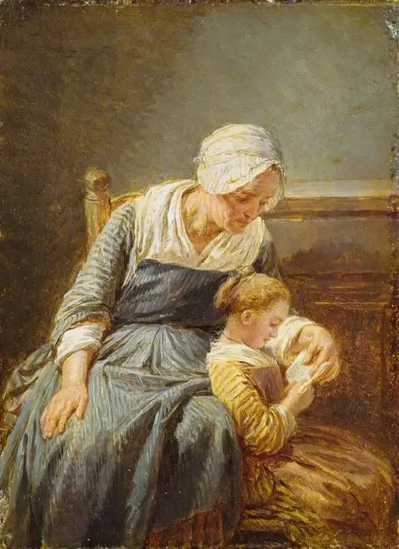 La leçon de lecture - Nicolas-Bernard Lépicié image 1 tableau peint à l’huile sur toile