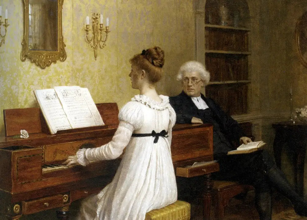 La leçon de piano - Edmund Blair Leighton image 1 reproduction artisanale de tableau