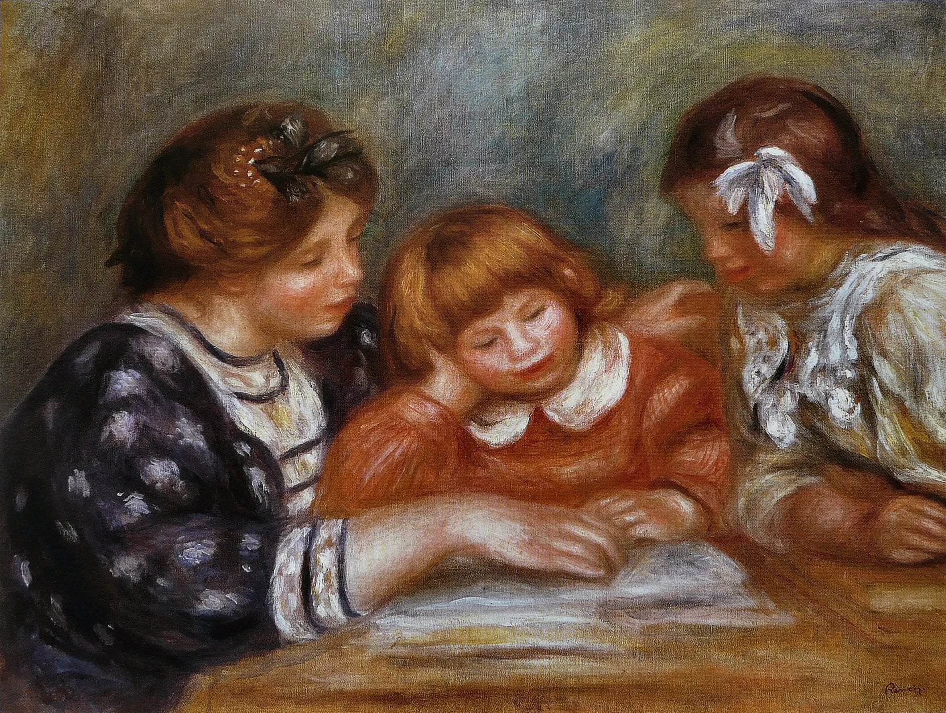 La Leçon - Pierre-Auguste Renoir image 1 copie peinte à la main à l’huile