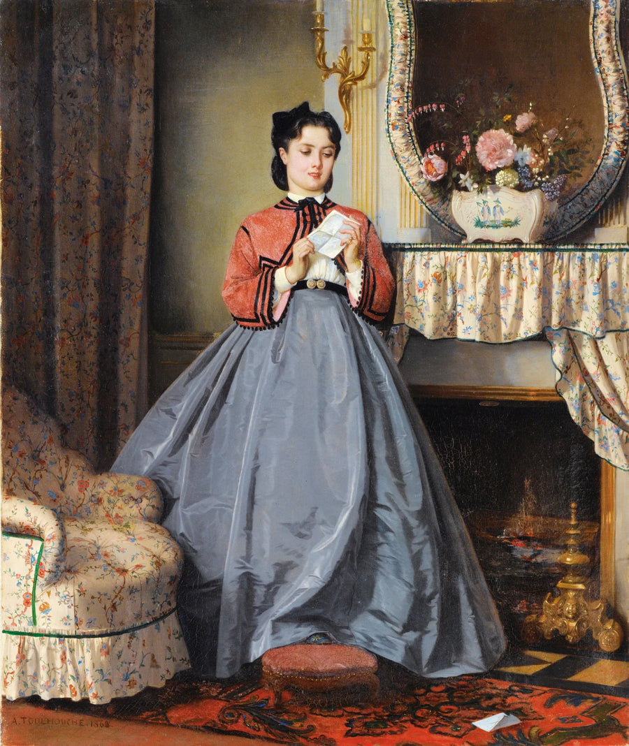 La lettre d'amour - Auguste Toulmouche image 1 copie peinte à la main à l’huile