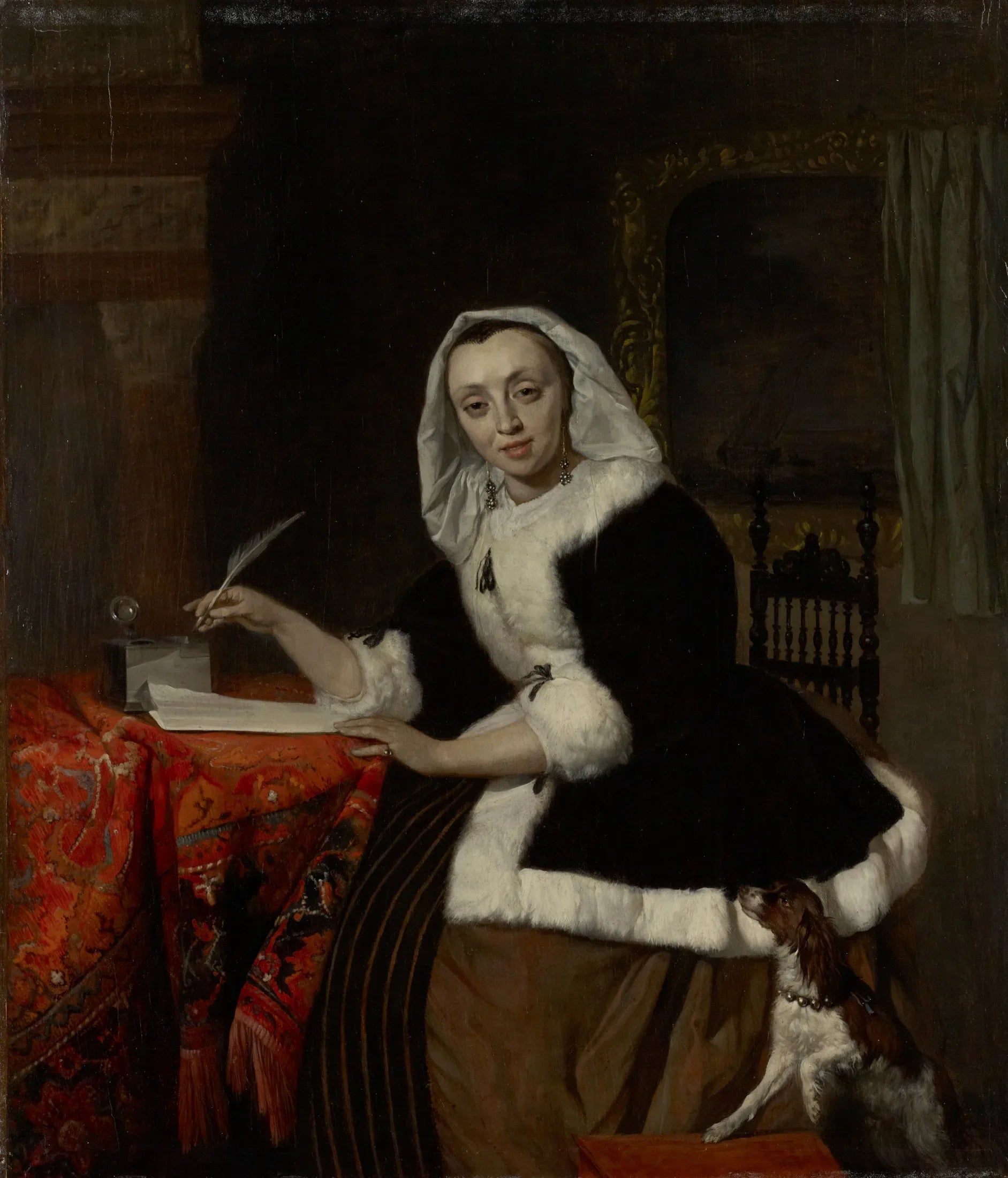 La Lettre interrompue - Gabriel Metsu image 1 copie peinte à la main à l’huile