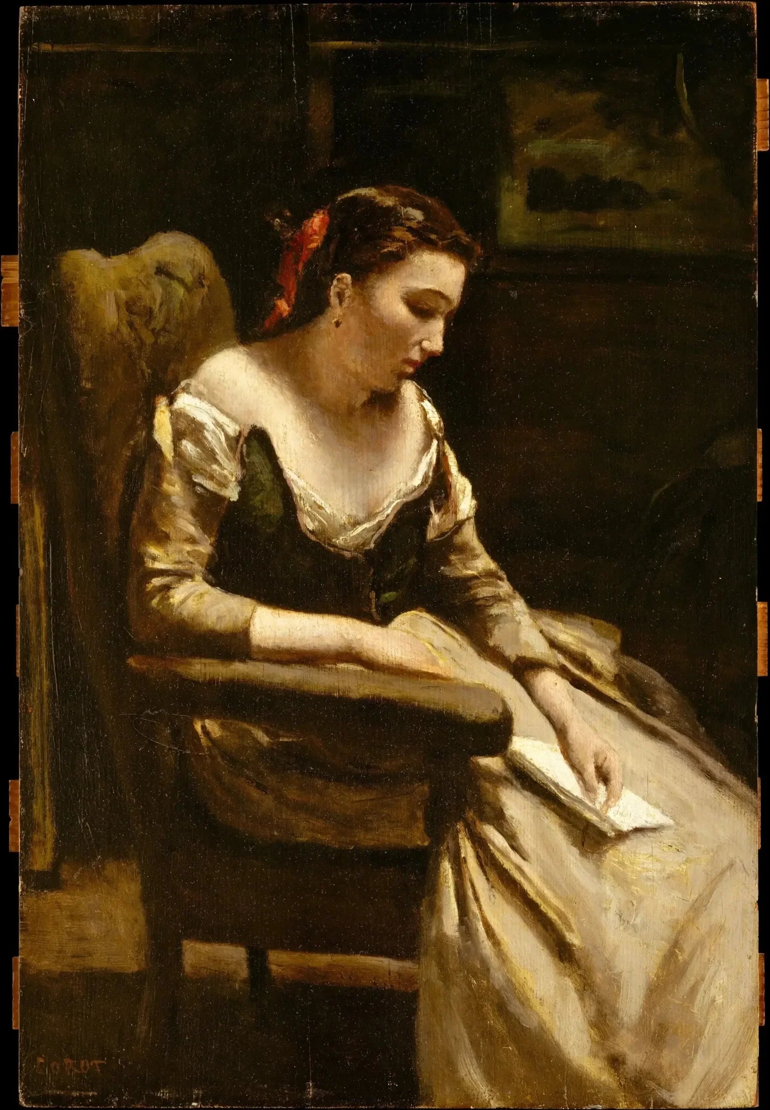 La lettre - Jean-Baptiste Camille Corot image 1 tableau peint à l’huile sur toile