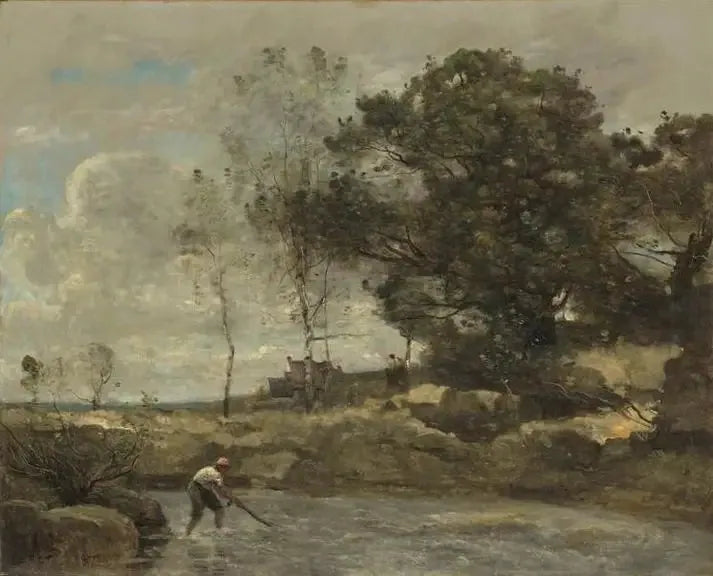 La Levée des filets - Jean-Baptiste Camille Corot image 1 copie de tableau peinte à la main